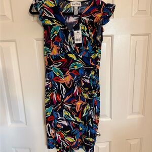 Joseph Ribkoff Colorful Leaf Print Midi Dress
